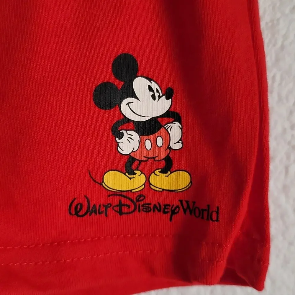 NEW - DISNEY PARKS Mickey Mouse Shirt & Short Set Walt Disney World Size 6M Red